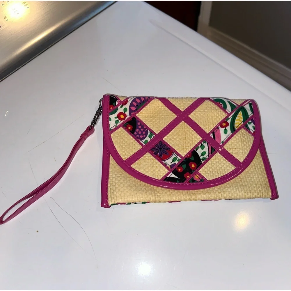 Vera Bradley Viva La Vera Straw Hobo Bag and Wristlet